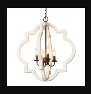 LNC Adrammelech Modern Farmhouse Mini Cage Chandelier in Whitewash A03701  NEW
